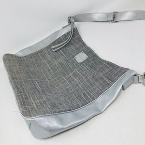 Calvin Klein Gray Canvas Travel Tote Bag‎ Snap Close 16”x12”